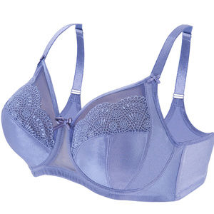 Glamorise 40C Satin Lace Underwire Bra Blue Wonderwire Elegance Side-Bones 40C